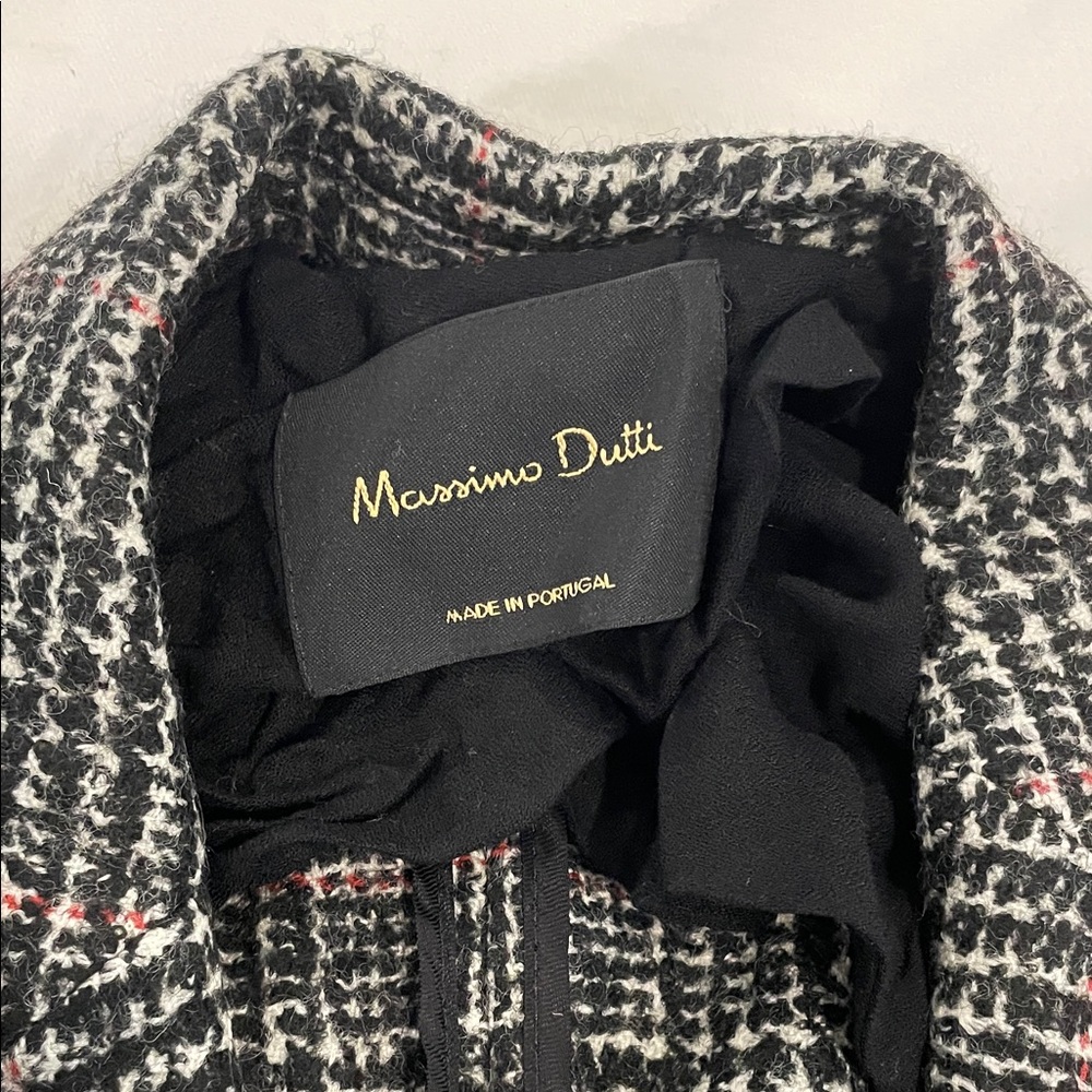 Massimo Dutti Women's Elegant Tweed Blazer size 6 wool black cream red - Picture 2 of 3